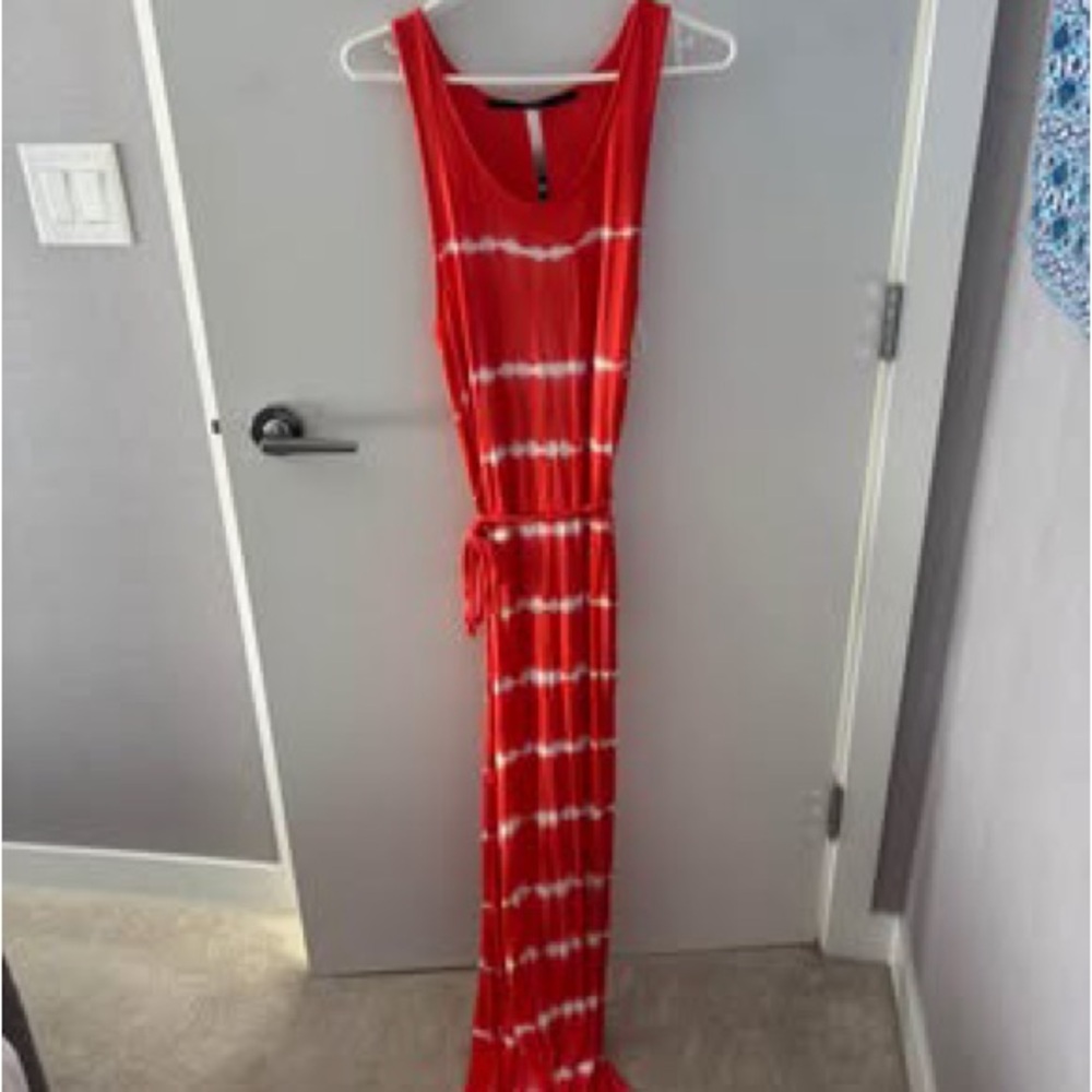 Vibrant Red Tie-Dye Maxi Dress